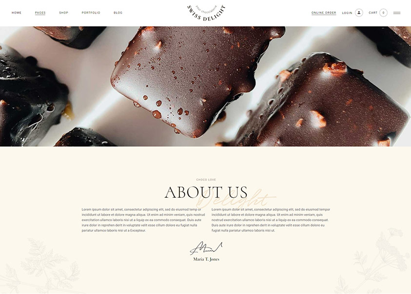 Swiss Delight - Chocolate & Cake Shop Theme