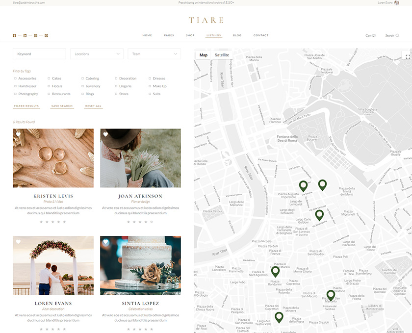 Tiare - Wedding Vendor Directory Theme