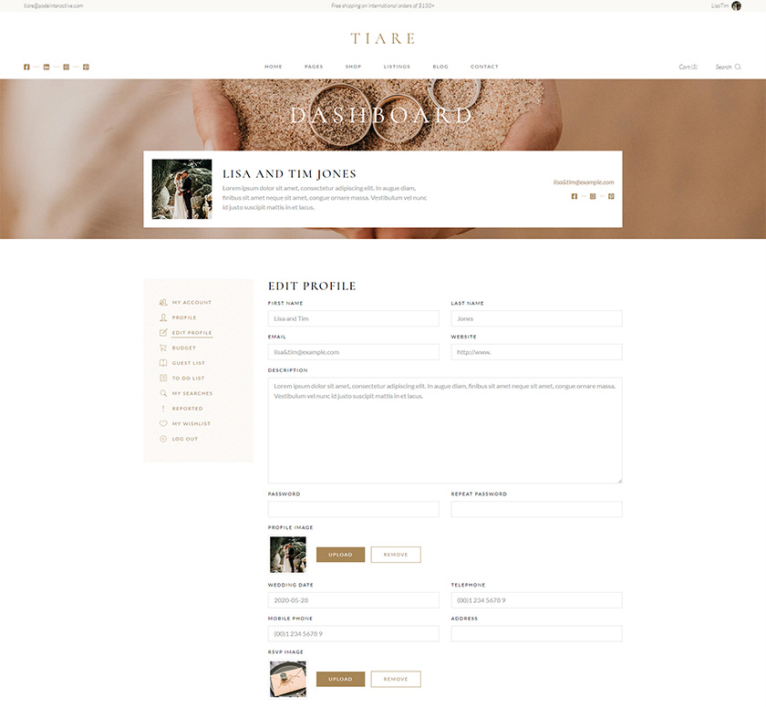 Tiare - Wedding Vendor Directory Theme